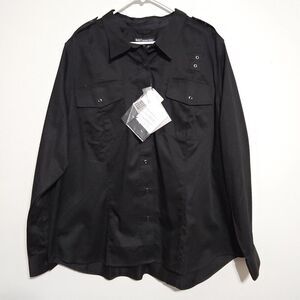 5.11 Tactical Women's Sz 4X TALL Twill PDU Class-A Long Sleeve Shirt 62067 Black